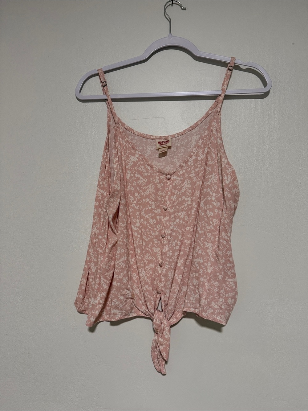 Mossimo Supply Co. Pink Floral Button-Front Tie Cami